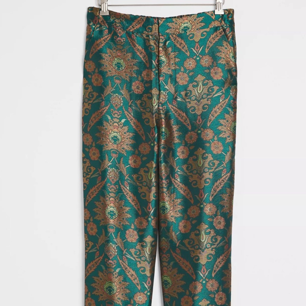 Anthropologie Jacquard Trouser Pants Large NWT